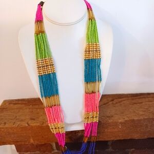 Bead Necklace Boho Style Multi Colors